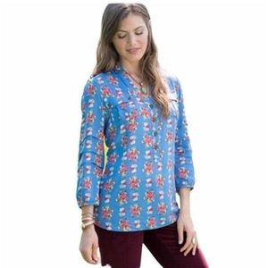MATILDA JANE Women's Secret Fields Blue Finley Top Floral Ruffle Tunic